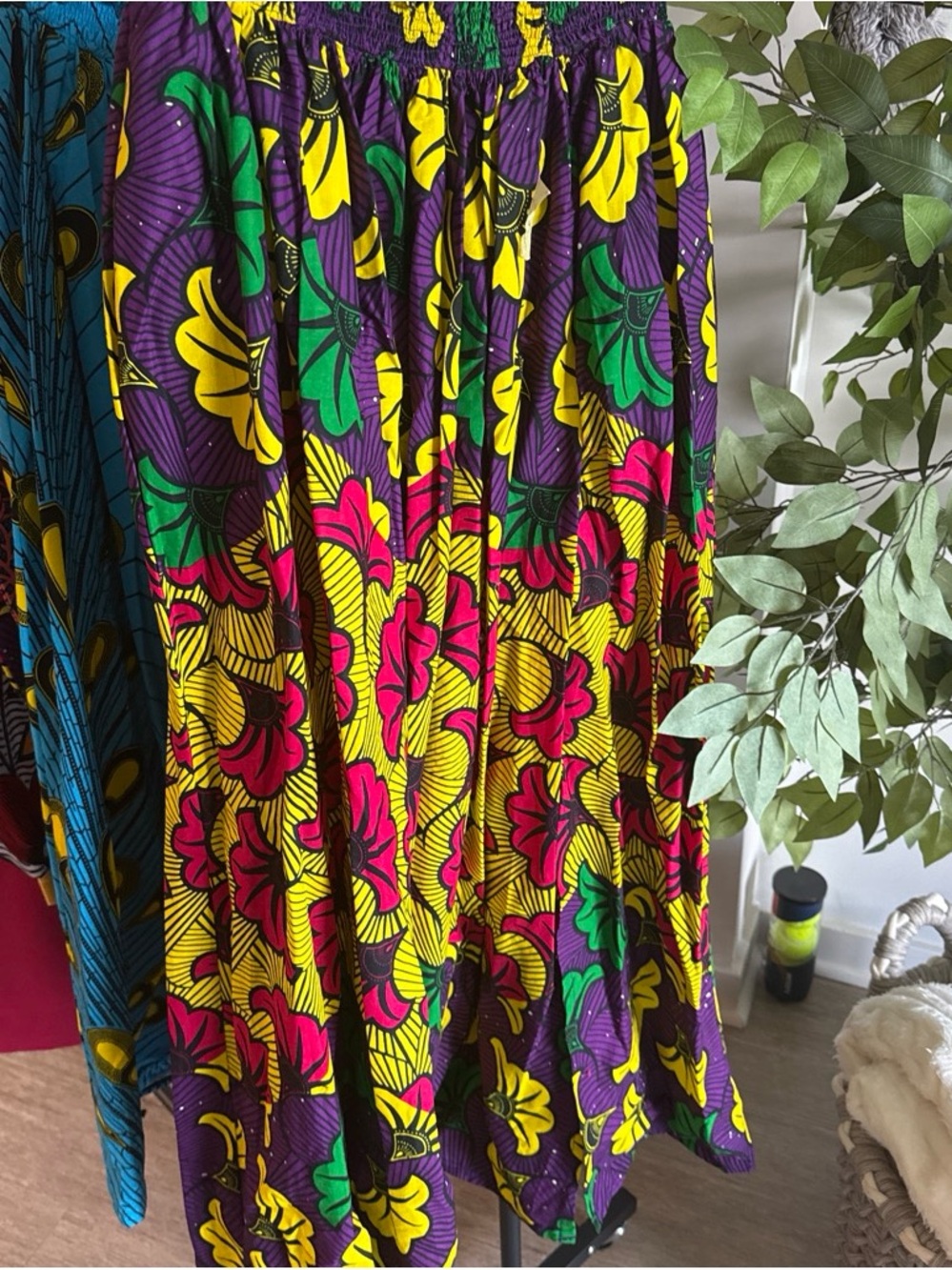 Vibrant Floral Maxi Skirt in Purple, Yellow & Pink